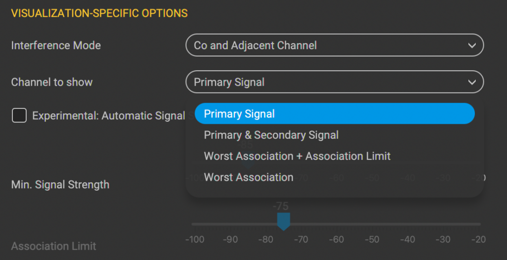 Auswahl Visualisierung der Channel Interference in Ekahau AI Pro